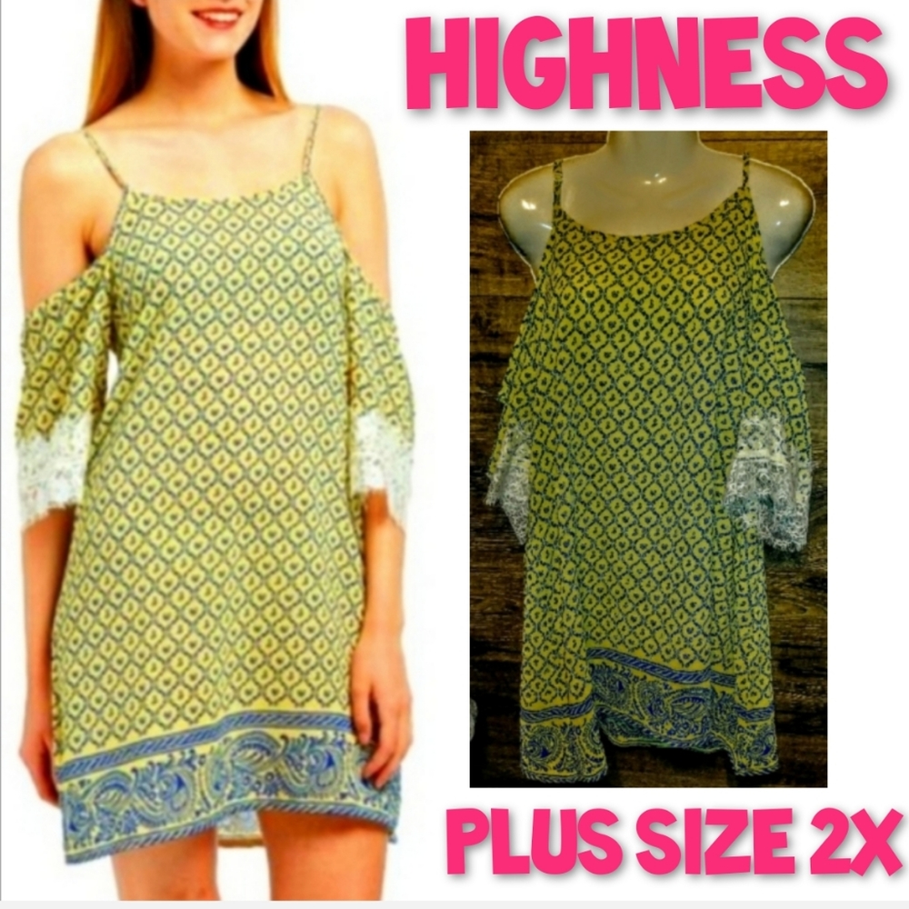Highness Dress Size 2X Cold Shoulder Lace NWT - Picture 1 of 11